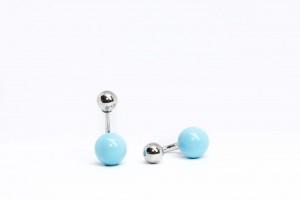 Bubble Collection Silver earrings with turquoise paste