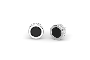 Go.Bu Collection White gold earrings with black onyx