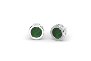 Go.Bu Collection White gold Earrings with green agate