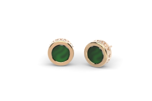 Go.Bu Collection Rose gold earrings with green onyx
