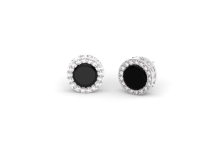 Go.Bu Collection White gold earrings with onyx and diamonds